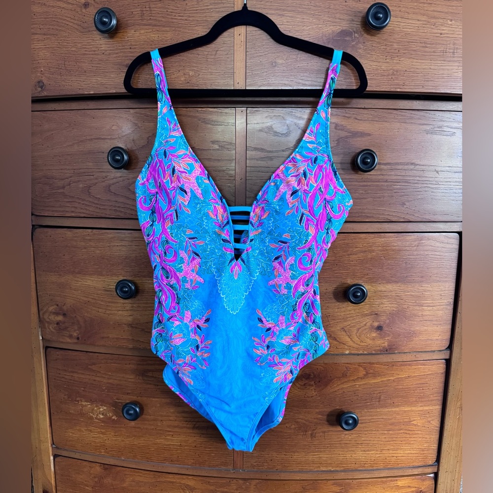 Lilly Pulitzer Blue Floral One-Piece Swimsuit only worn once